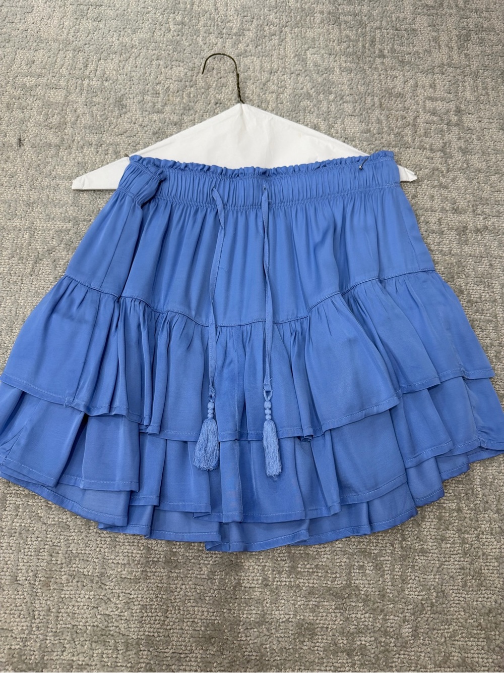 aerie Tiered Tassel Mini Skirt — Blue